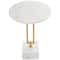 White Marble Geometric Accent Table with Gold Metal Rectangular Stand